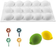 Mal di Silicio a forma di Limone con 15 Fori - Mal per Torta - Ganci per Limone 4 pezzi - Materiale Duraturo - Dimensioni 295x173x27 mm - Forma per Cottura