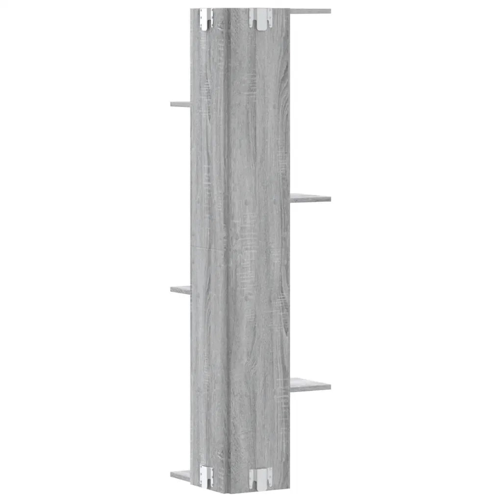vidaXL Scaffale Angolare Muro Grigio Sonoma 36,5x36,5x140 cm Legno