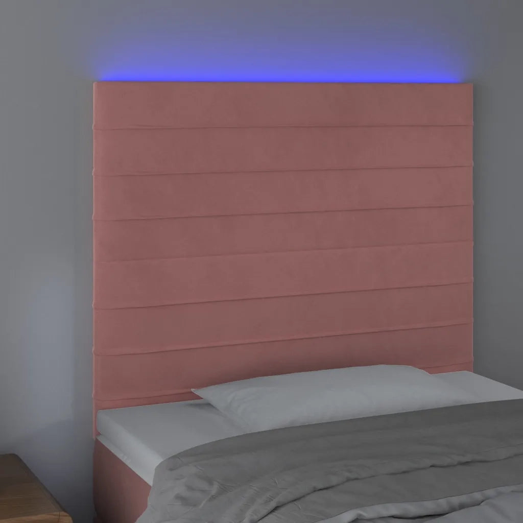 Testiera | Testata a LED Rosa 100x5x118/128 cm in Velluto