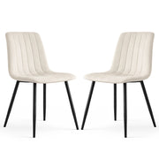 Set di 2 Sedie in velluto trapuntate LIVO Beige gambe nere