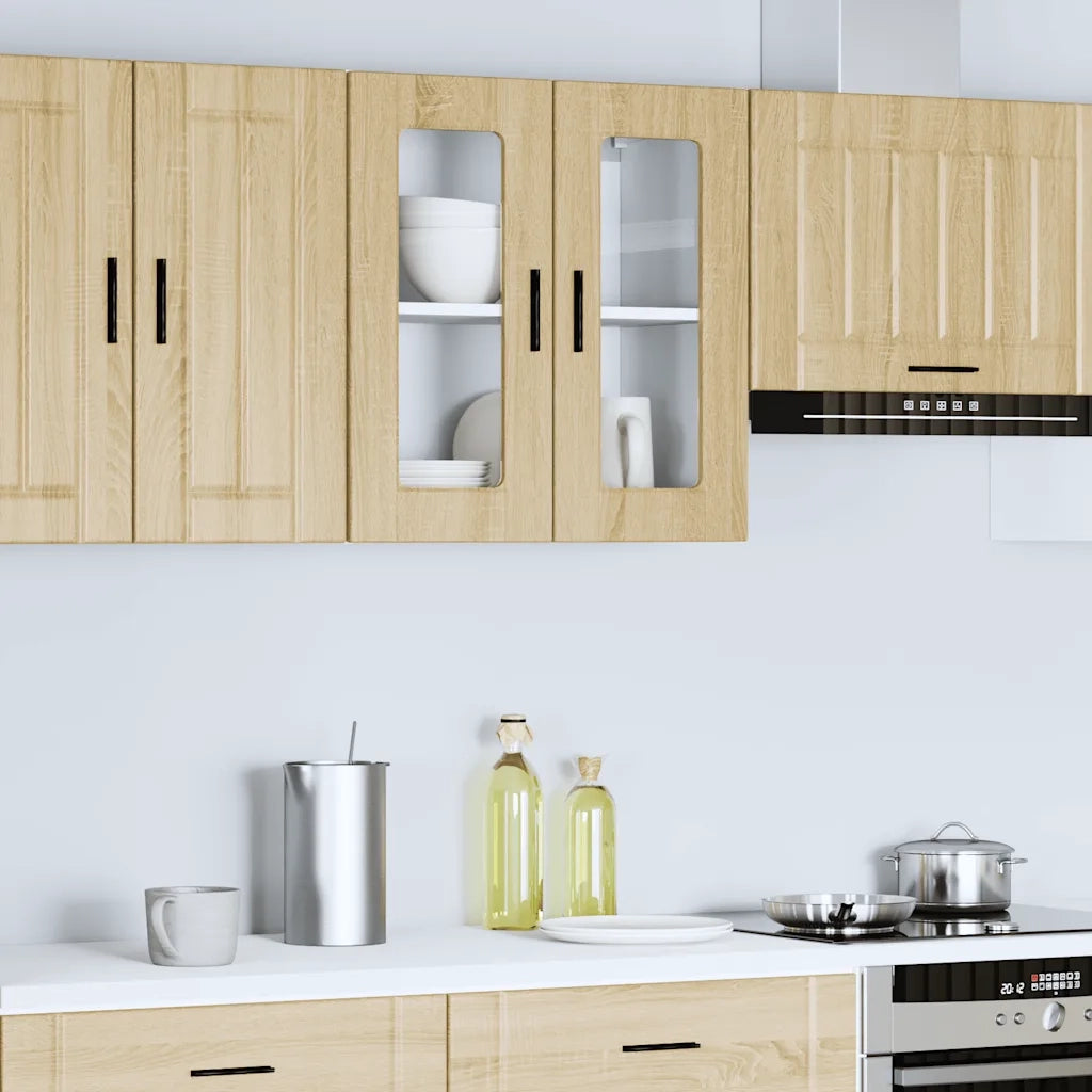 Pensile da Cucina | Mobile da Cucina con Porta in Vetro Porto Rovere Sonoma