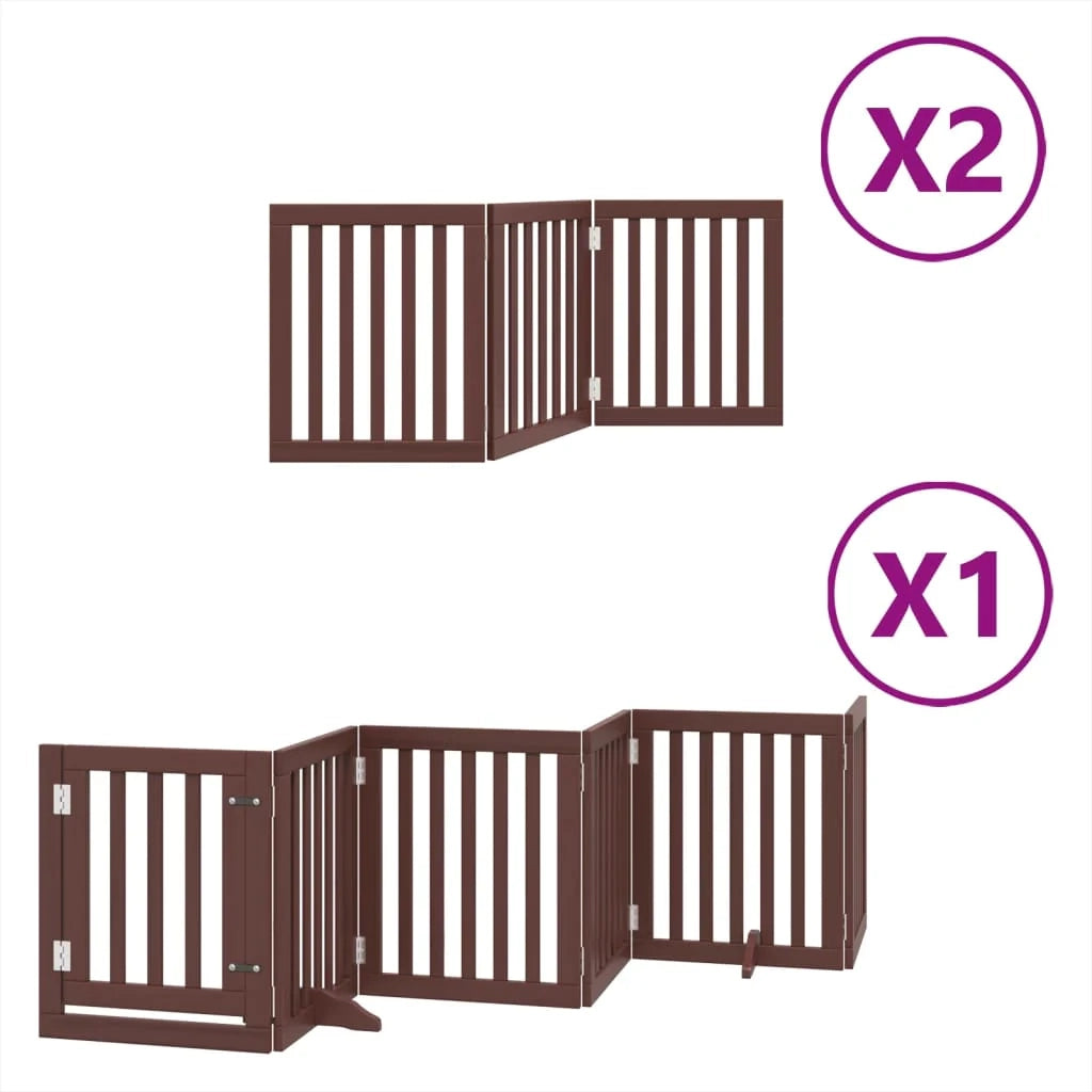 Cancelletto di sicurezza per animali domestici porta pieghevole 12 pannelli legno di pioppo marrone 02_0023142
