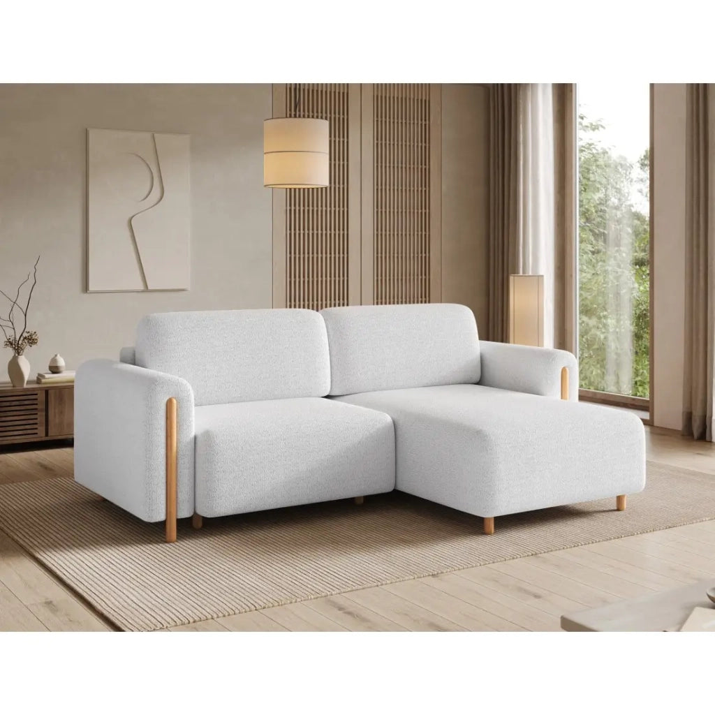Divano ad angolo convertibile ARVESSA bianco alpino chenille – Angolo destro