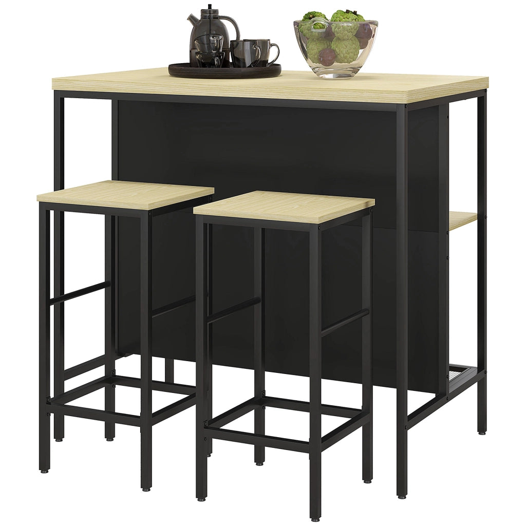 Set Bar 2 Sedie & 1 Tavolo ¨C zephmum ¨C Nero/Rovere 80x120x75