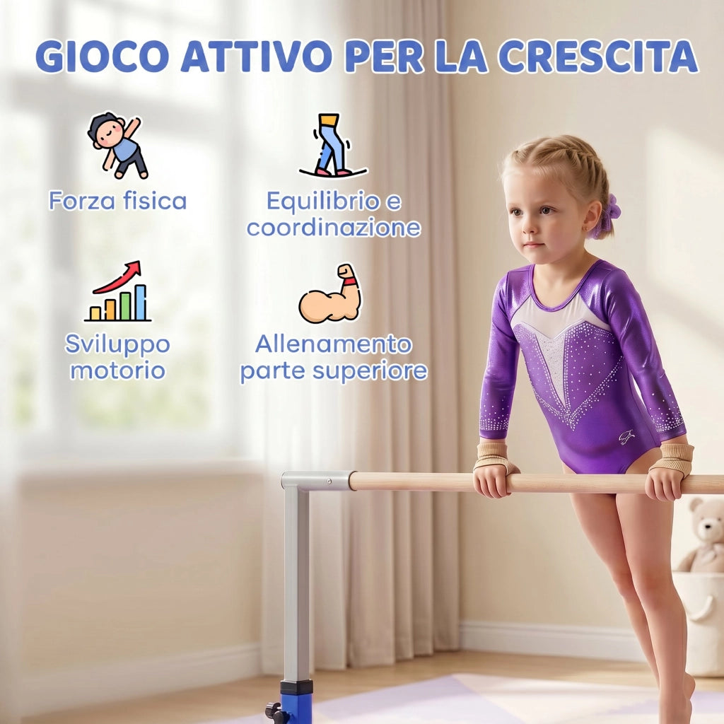 Sbarra per Danza e Ginnastica Regolabile in Altezza ¨C zephmum ¨C 92-150 cm, Blu