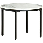 Tavolino da CaffÃ¨ Bianco e Nero Ã˜50 cm in Vero Marmo Solido cod mxl 15181