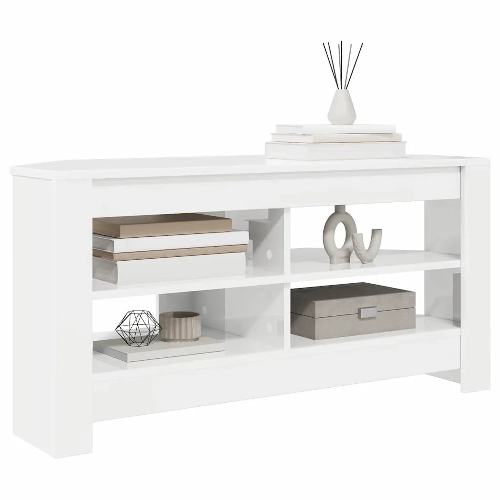 MobileTVAngolare Bianco ad Alto Lucido 102 x 40,5 x 45 cm