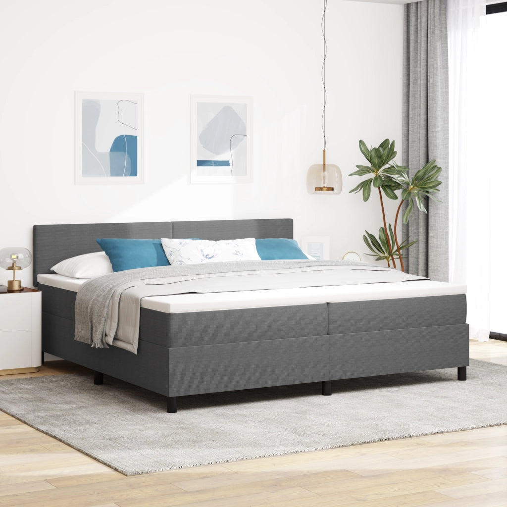 Letto Box Spring con Materasso & LED Grigio 200x200 cm Tessuto Corduroy