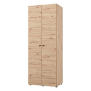 Armadio Camera da Letto Pomar, Guardaroba 2 Ante Appendiabiti, 79x208h cm Marrone Rovere Nodi