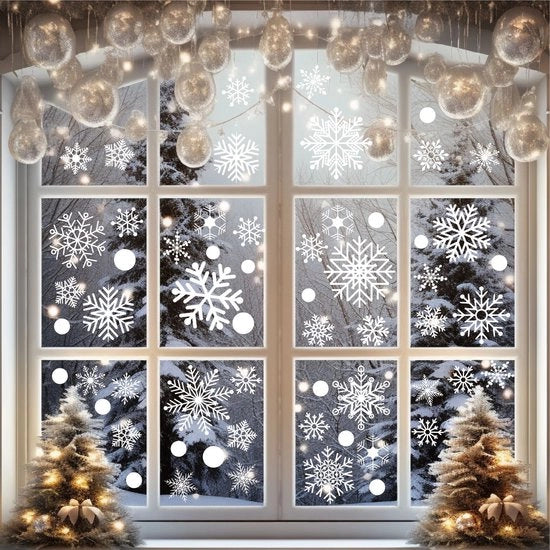 6 stucchi di neve per finestre, decorazioni natalizie, sfondi decorativi per porte e finestre invernali, stucchi di neve bianchi con effetto statico per vetro