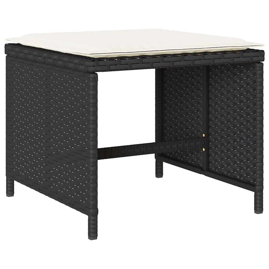 Set da Pranzo da Giardino 13pz con Cuscini Nero in Polyrattan 3277934