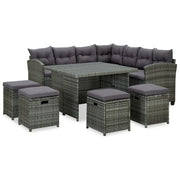 Set Divani da Giardino 6 pz con Cuscini in Polyrattan Grigio cod mxl 37778