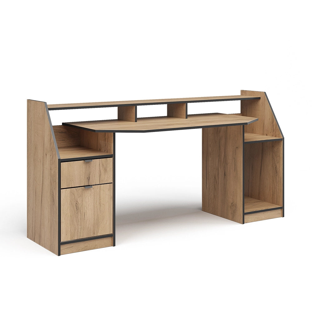 Vicco Scrivania computer Quercia dorata 179.8 x 65.5 cm con 1 cassetto e 1 anta