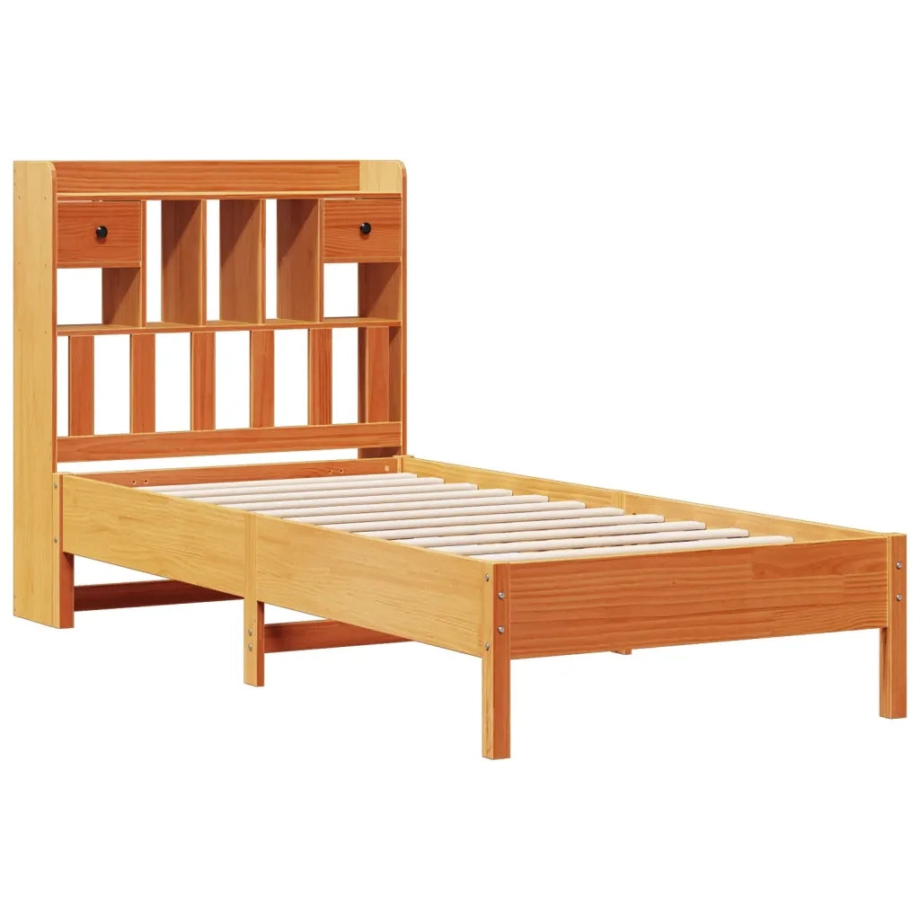 Letto Libreria senza Materasso Marrone Cera 75x190 cm in Pino 3322935