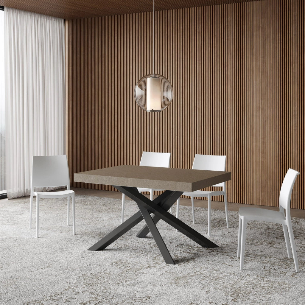 Tavolo Allungabile 120-224x90x77 cm Volantis Tortora Telaio Antracite