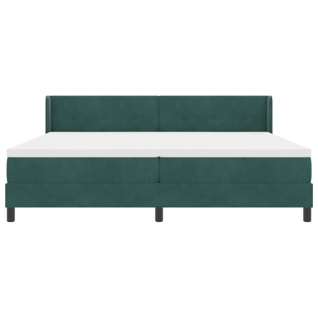 Letto a Box con Materasso Verde Scuro 200x200 cm Velluto