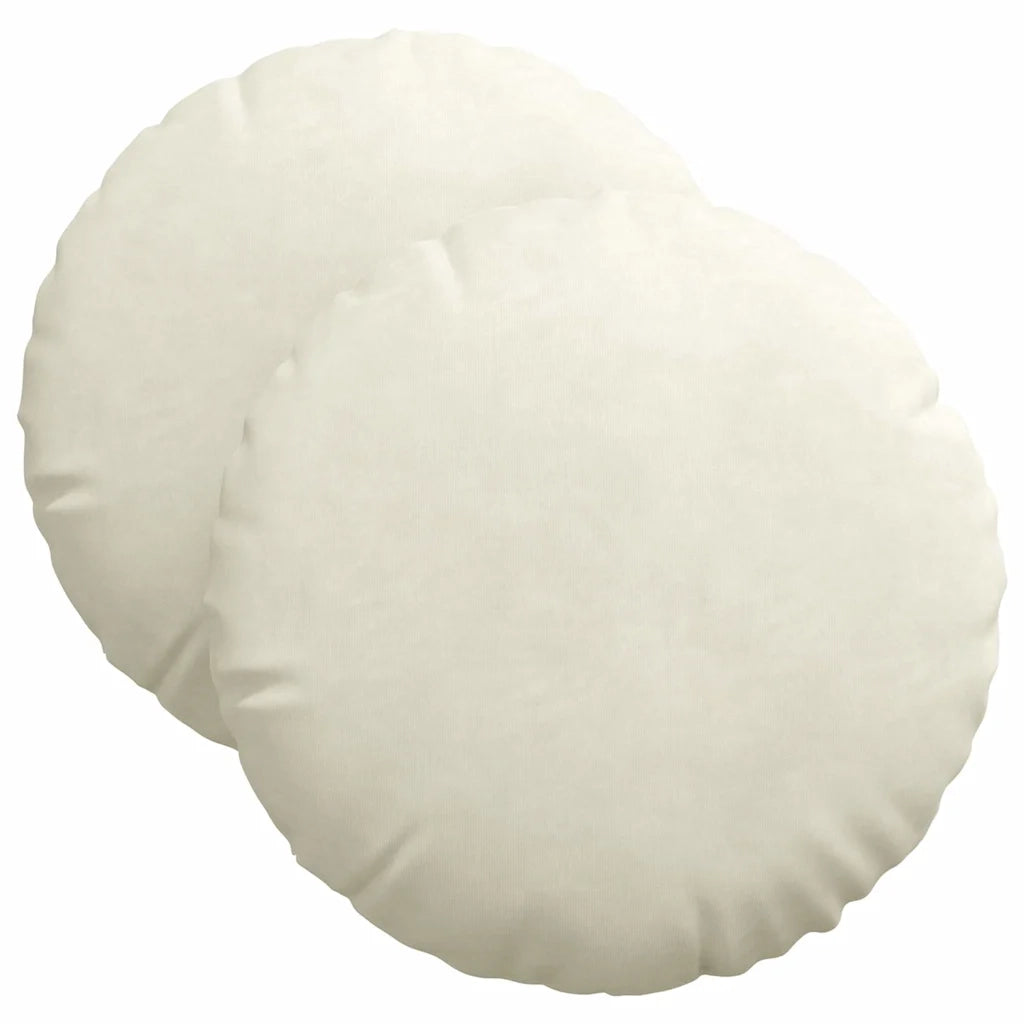 Cuscini per Seduta 2 pcs Crema Ø 40 x 13 cm Velluto