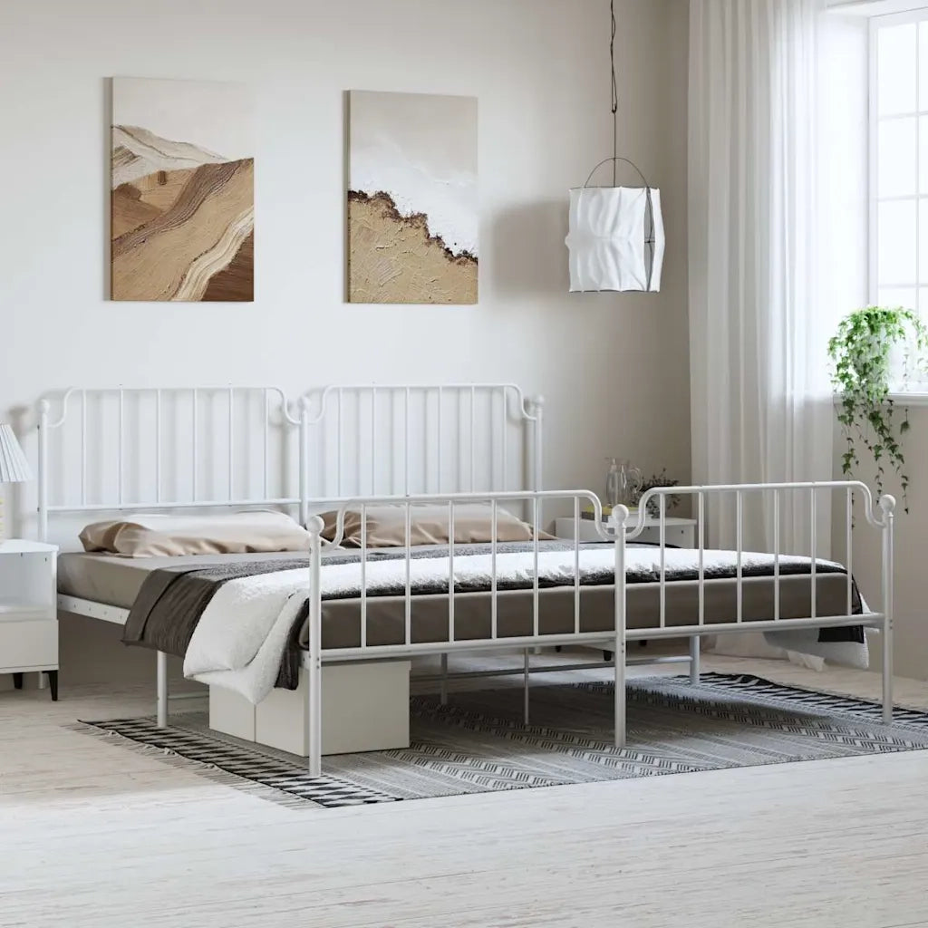 Giroletto con Testiera e Pediera Metallo Bianco 183x213 cmcod mxl 84598