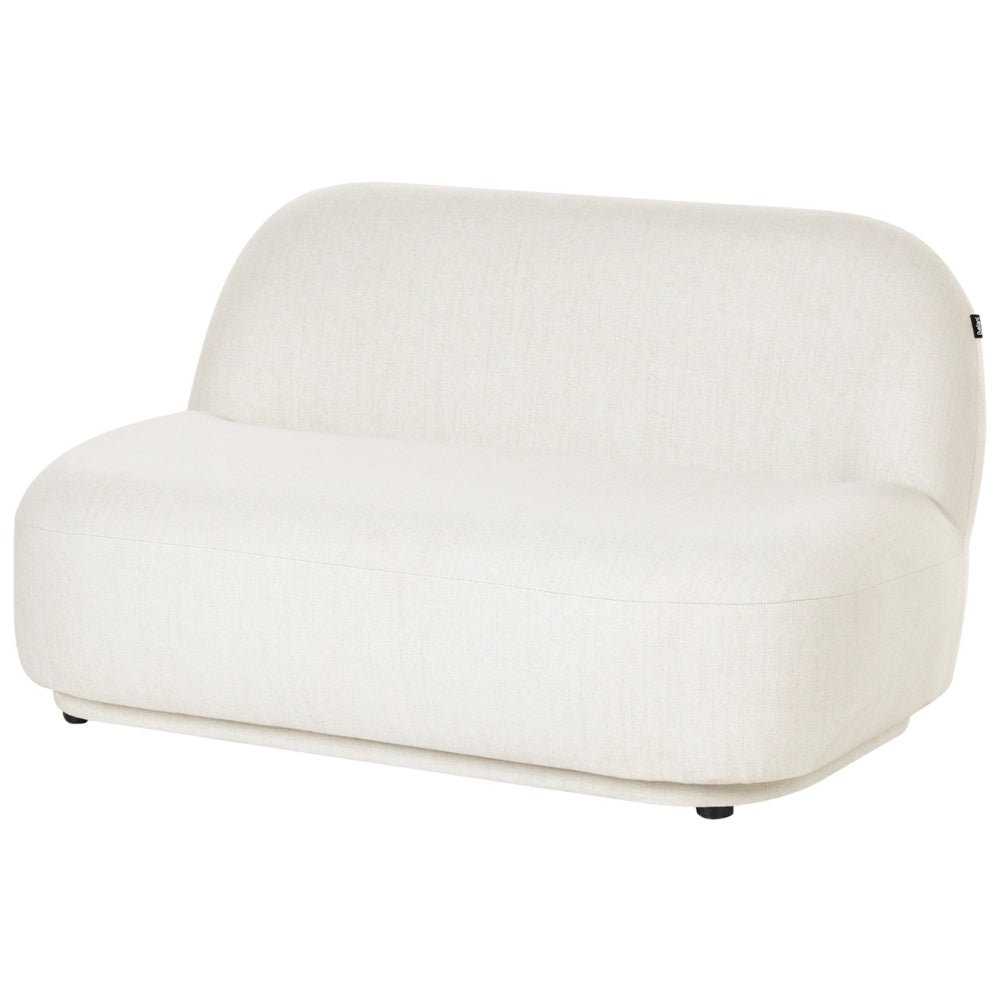 Divano a 2 posti in tessuto Loveseat Schienale basso stile Moderno Minimalista Bianco sporco