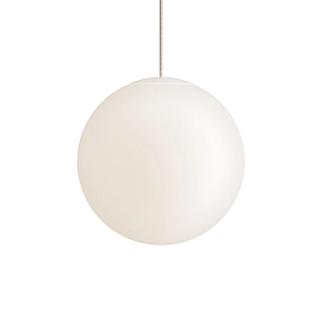 Sferis Lampada a sospensione Sfera in vetro opale satinato, montatura in policarbonato, diametro 25 cm, altezza totale 315 cm, design minimalista