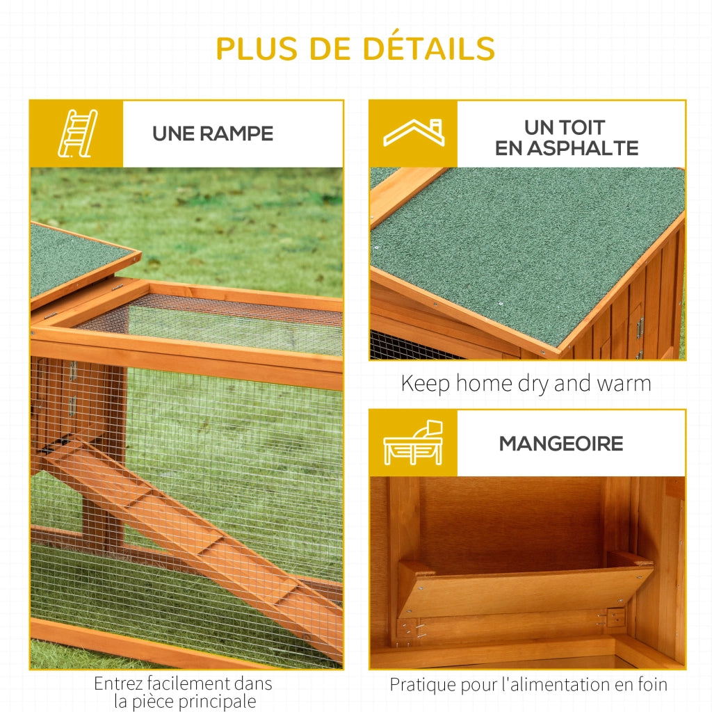 Gabbia per conigli 2 piani con telaio in legno ¨C zephmum ¨C 156x58x68 cm