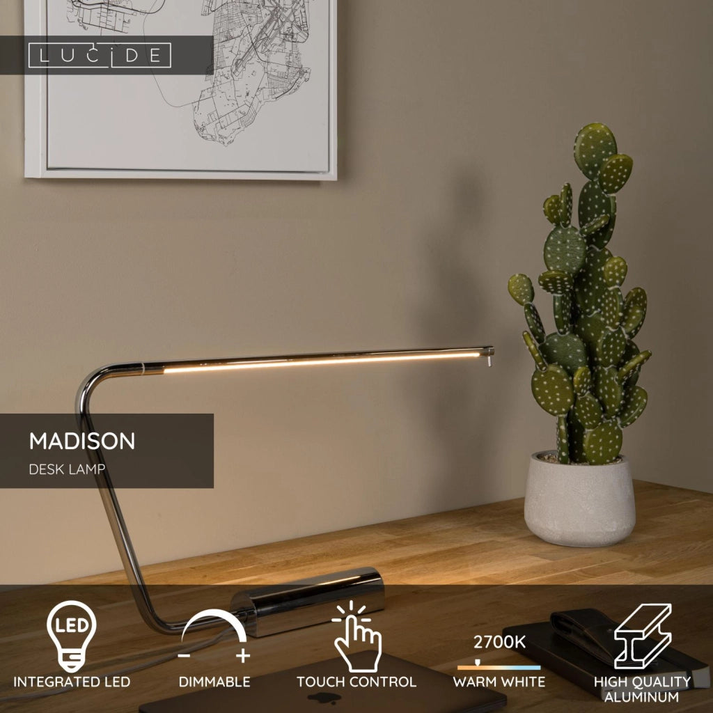 Lampada da tavolo LED integrato cromo MADISON Lucide