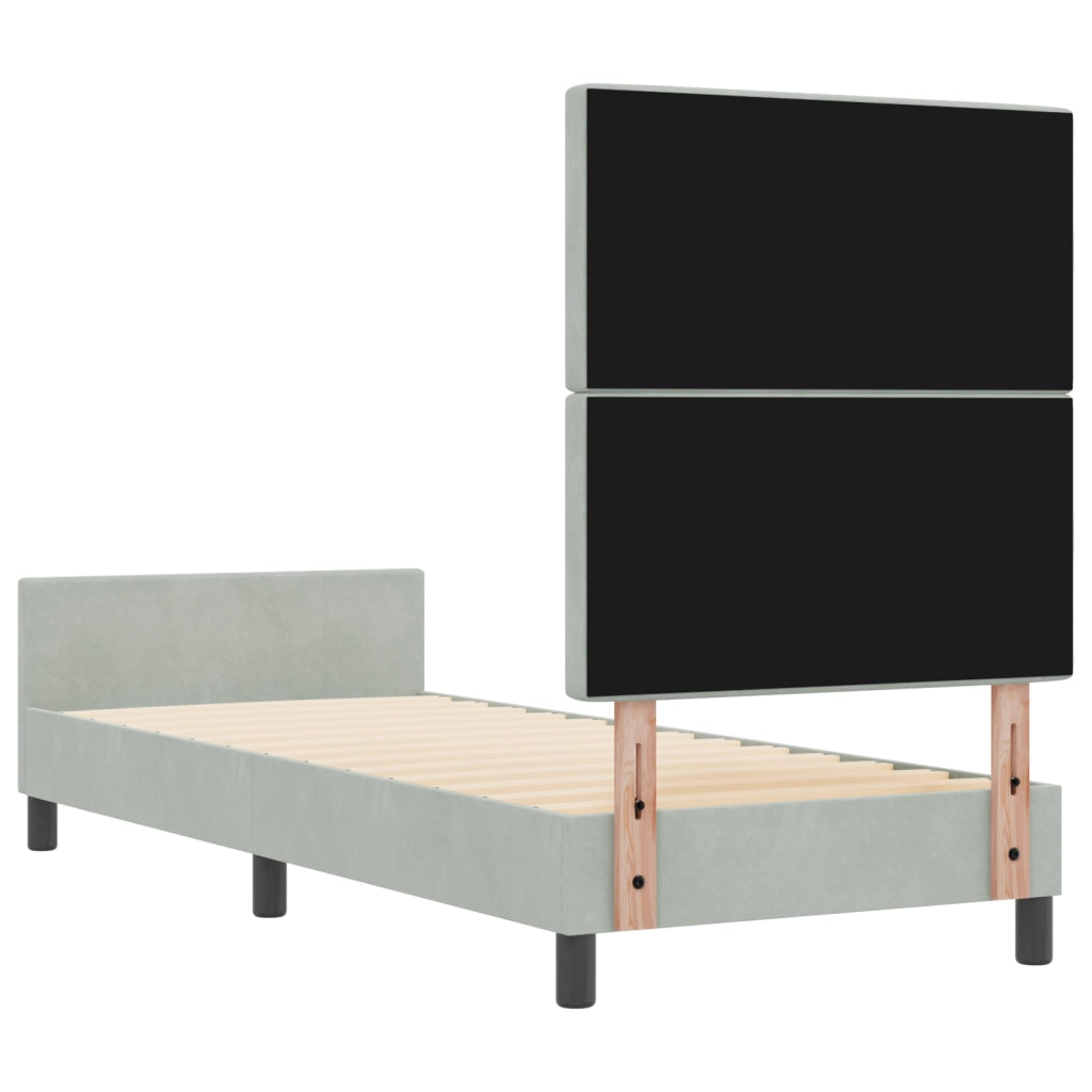 Struttura Letto in Velluto Grigio Chiaro 80x200 cm