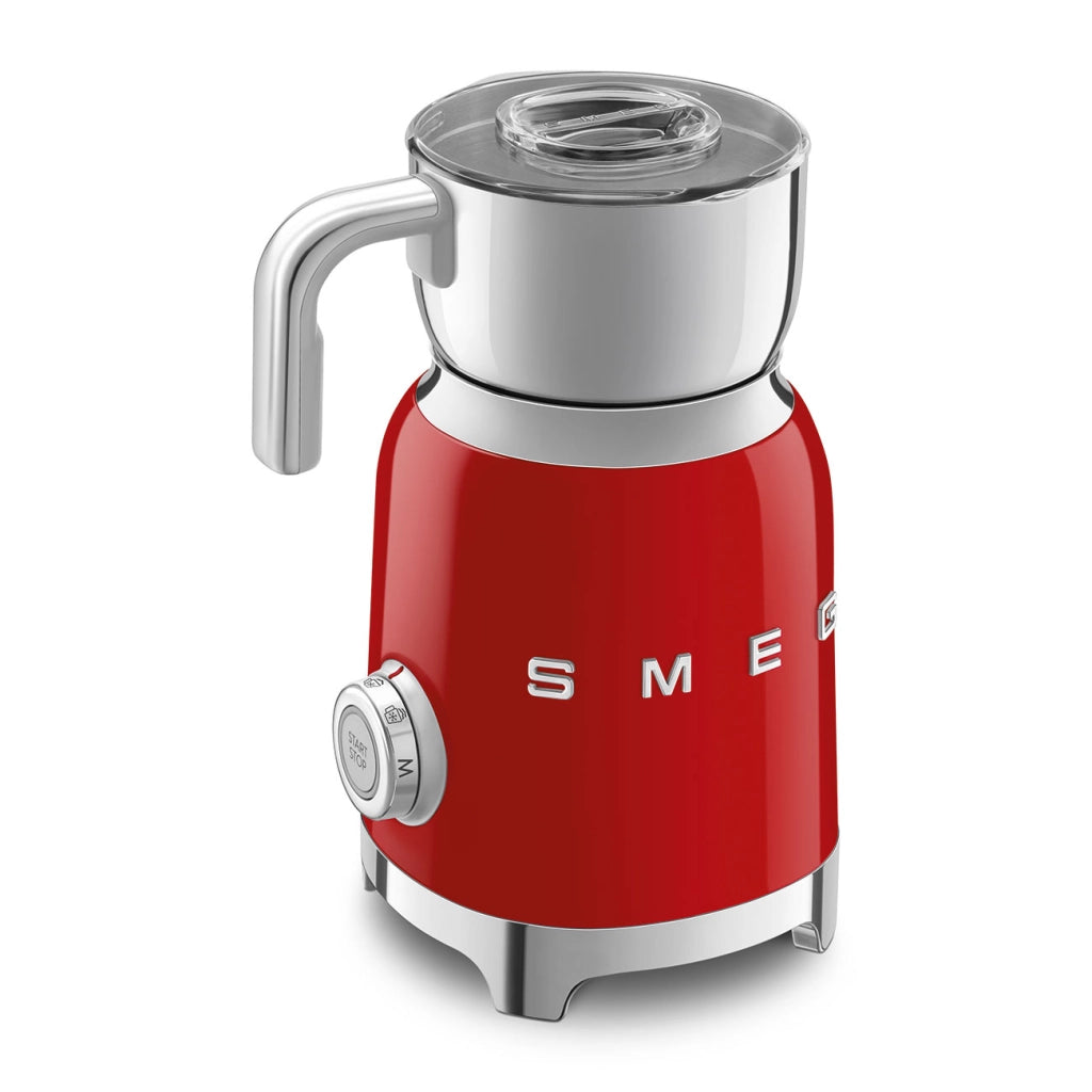 Smeg, montalatte multifunzione mff11rdeu, con sistema ad induzione, 6 programmi preimpostati, una funzione manuale, caraffa removibile da 600 ml, tappo misuratore, avvolgicavo integrato, 500w, rosso