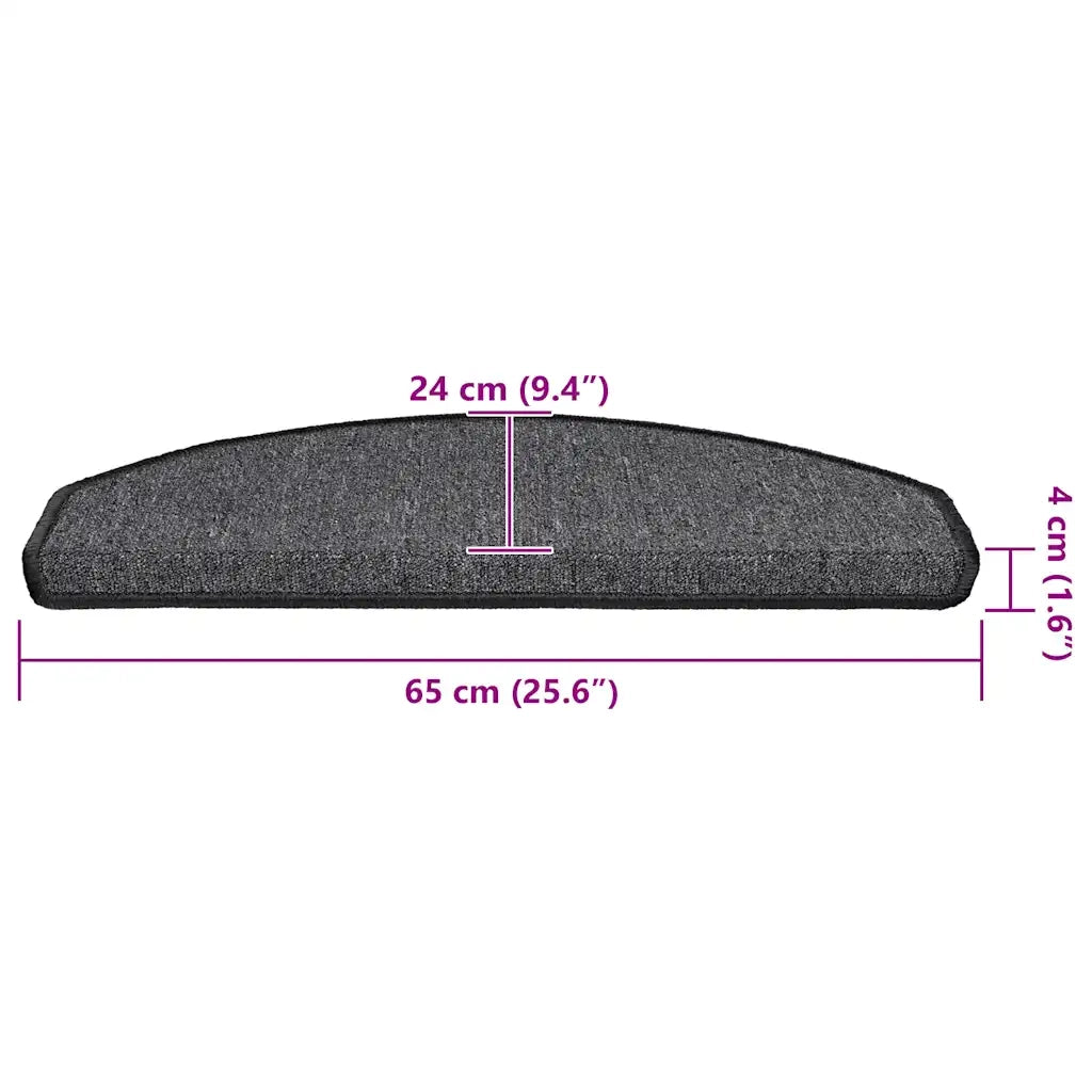 Tappetini per scale 20 pz 65x24x4 cm Antracite Semicircolari Grandi