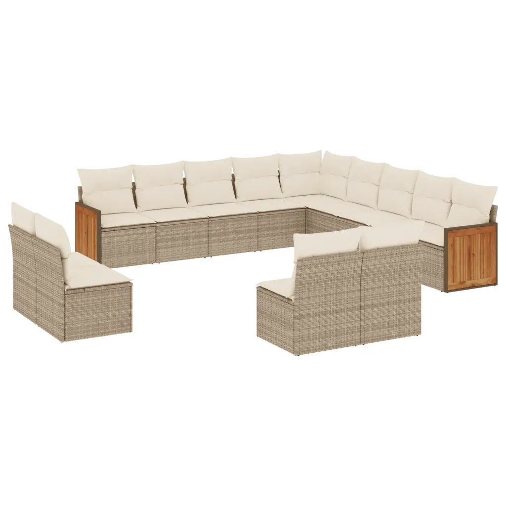 Set Divano da Giardino 13 pz con Cuscini Beige in Polyrattancod mxl 113970