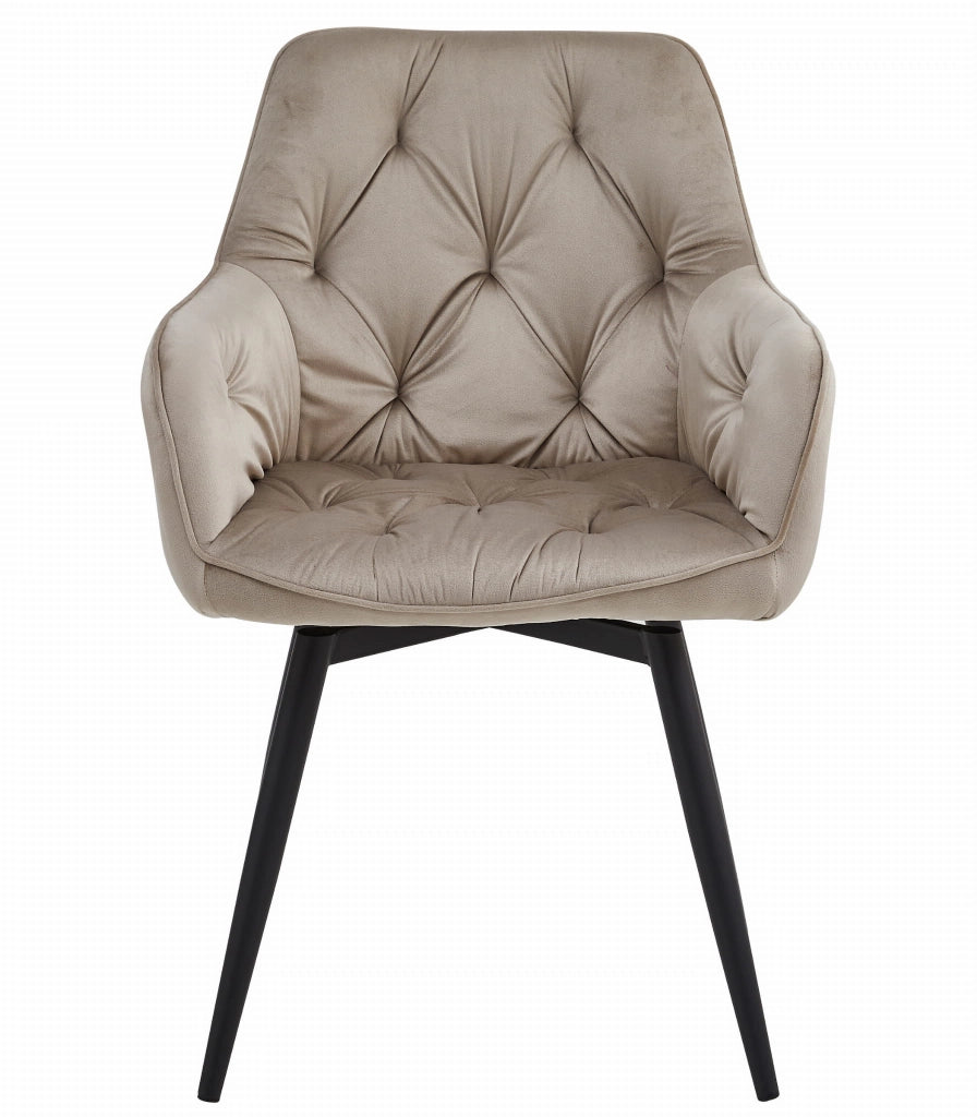 Sedia VALORA JORK - Girevole in velluto beige scuro per soggiorno x 2