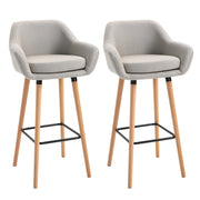 Sgabelli da Bar Set 2 Pezzi con Poggiapiedi ¨C zephmum ¨C Massello Beige 55x48x100 cm