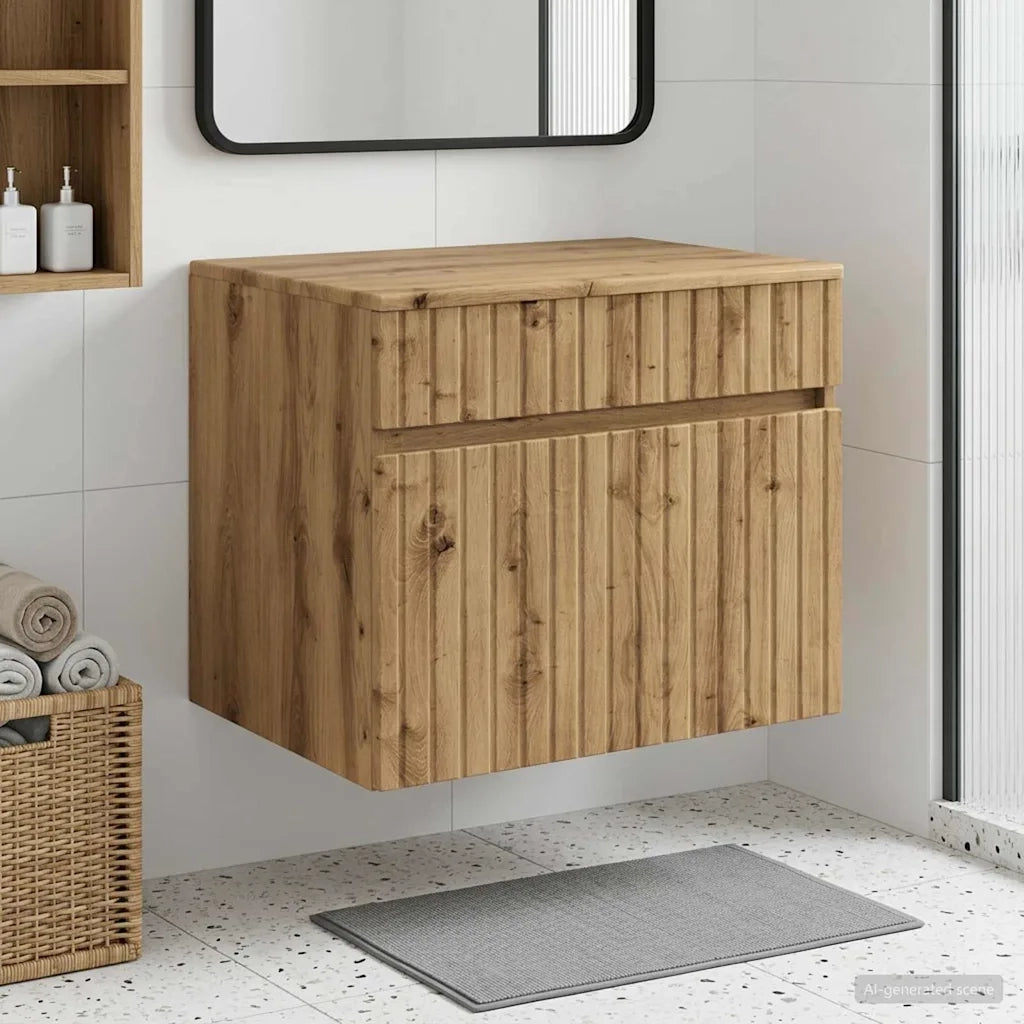 Mobiletto da Bagno a Muro Rovere Artigianale 59 x 44,5 x 50 cm 890641
