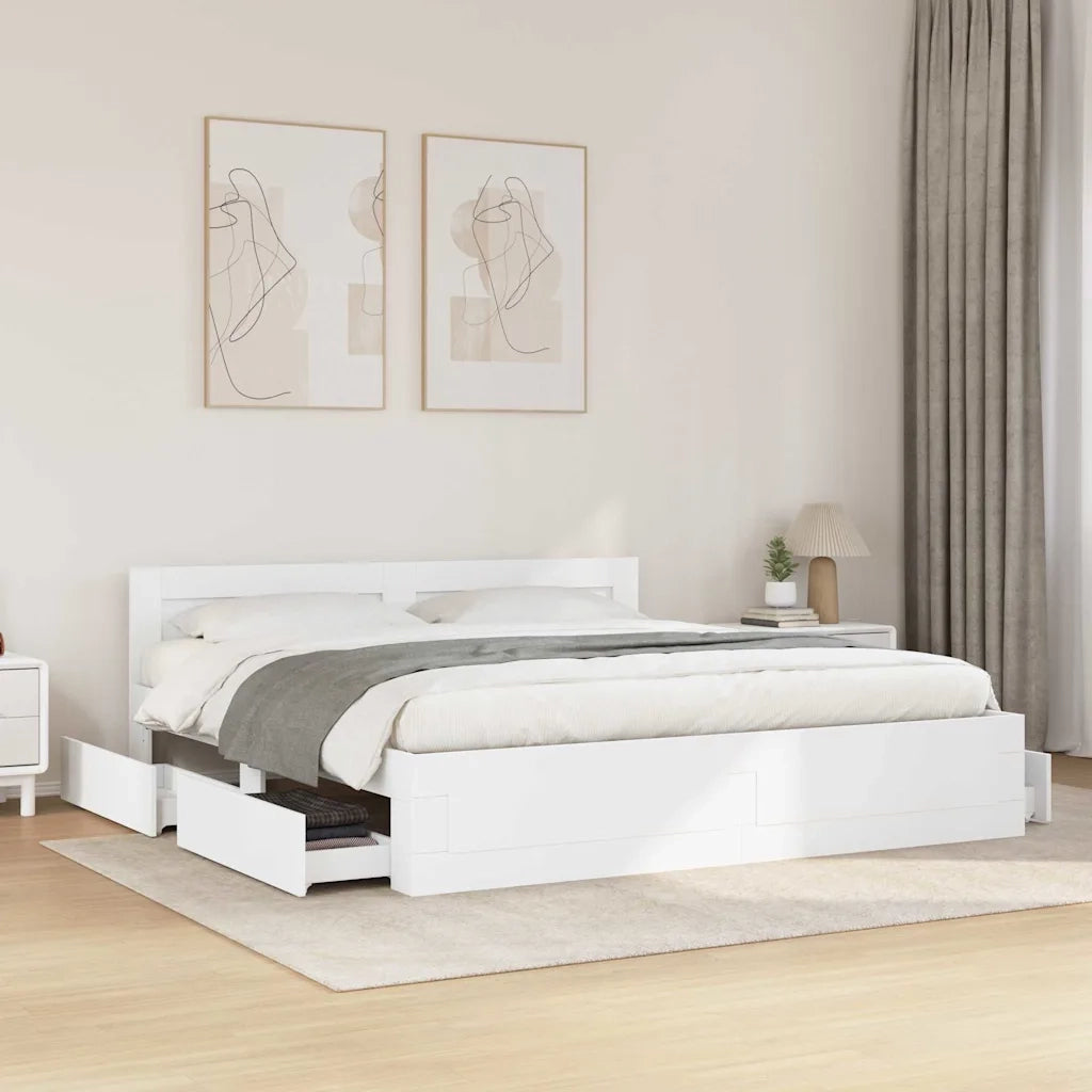 Struttura del letto 2 pcs Bianco 193 x 203 cm Legno multistrato 3402859