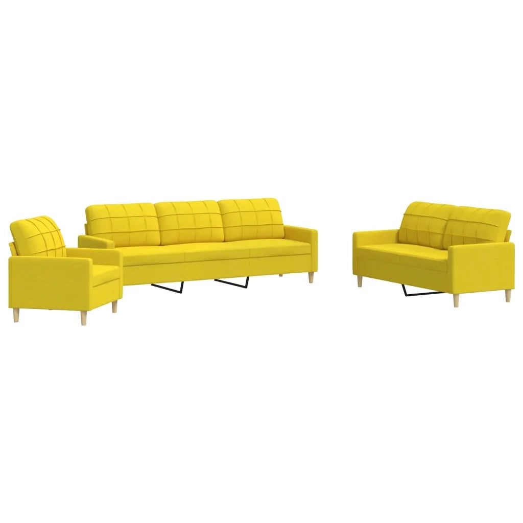 vidaXL Set di Divani 3 pz Giallo Chiaro in Tessuto