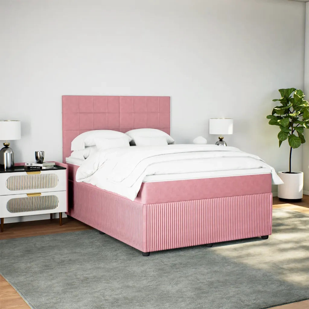 Giroletto a Molle con Materasso Rosa 160x200 cm in Velluto 3294687