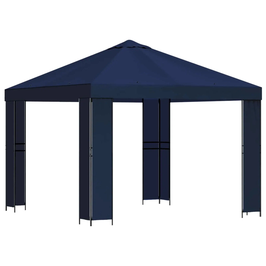 Gazebo 3 x 3 m Blu Poliestere e Acciaio 190 900355