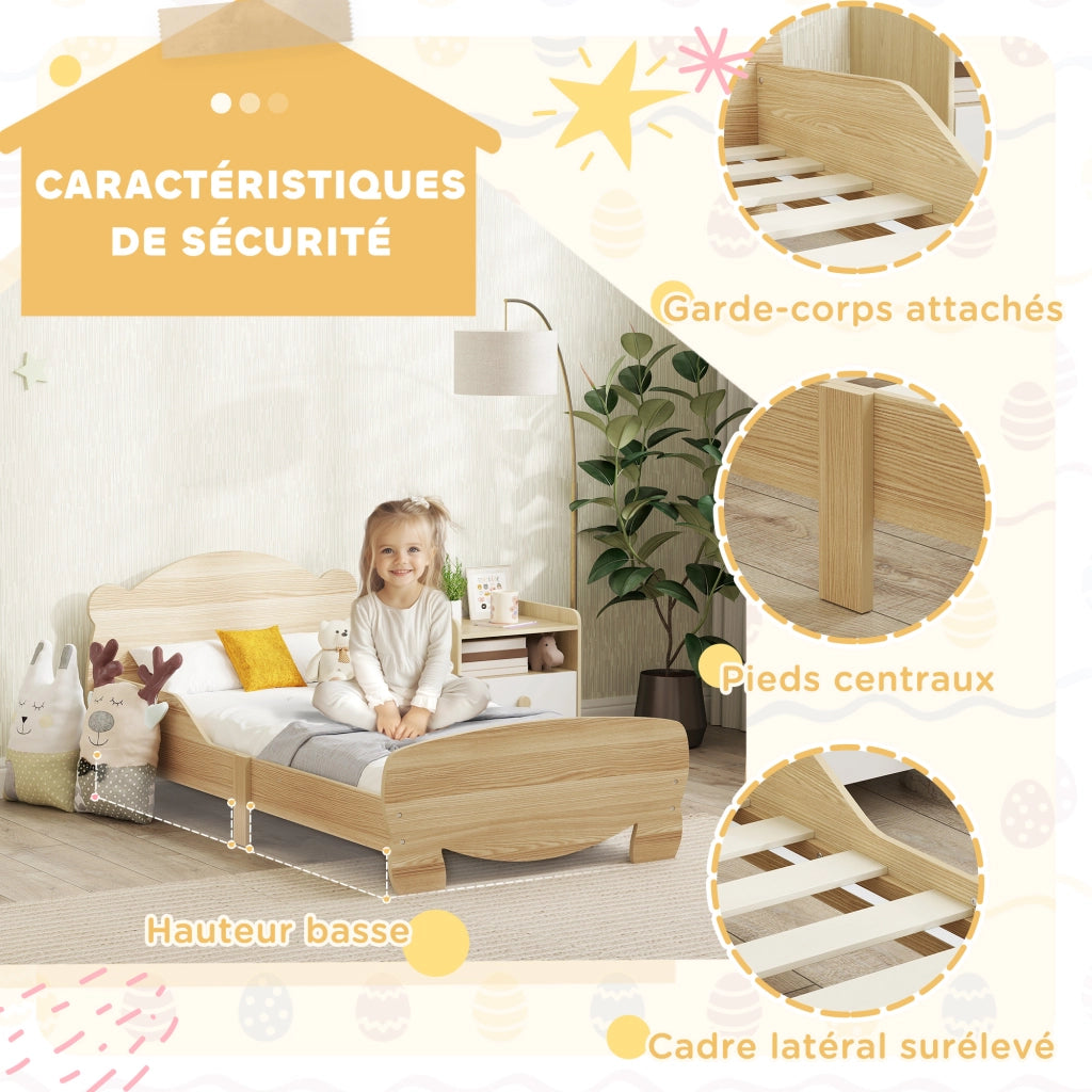 Letto a soppalco per bambini con barriere ¨C zephmum ¨C 70x140 cm legno naturale