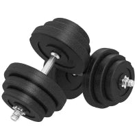 Set 2 Manubri Regolabili da 40 kg Totali con 12 Dischi e Impugnatura Antiscivolo, in Acciaio e Plastica, Nero