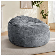 Poltrona pouf con schienale alto curvo e supporto avvolgente del corpo per relax in flanella grigio 50 × 41 × 31 cm