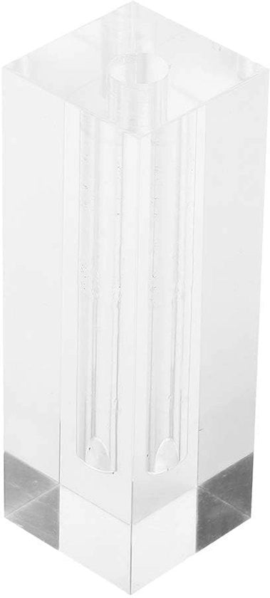 Supporto per fiori trasparente in acrilico rettangolare 4 x 4 x 12 cm con diametro di foro 1,3 cm