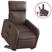 Poltrona | Sedia Relax Alzapersona Reclinabile Marrone in Similpelle