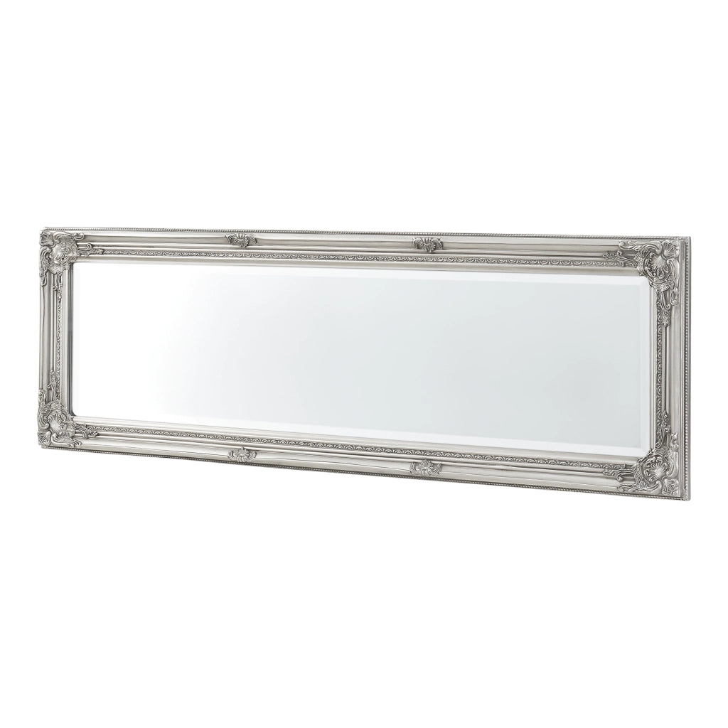 Specchio da Parete Livorno Stile Barocco Montaggio Verticale o Orizzontale 132x42 cm Argentato [en.casa]