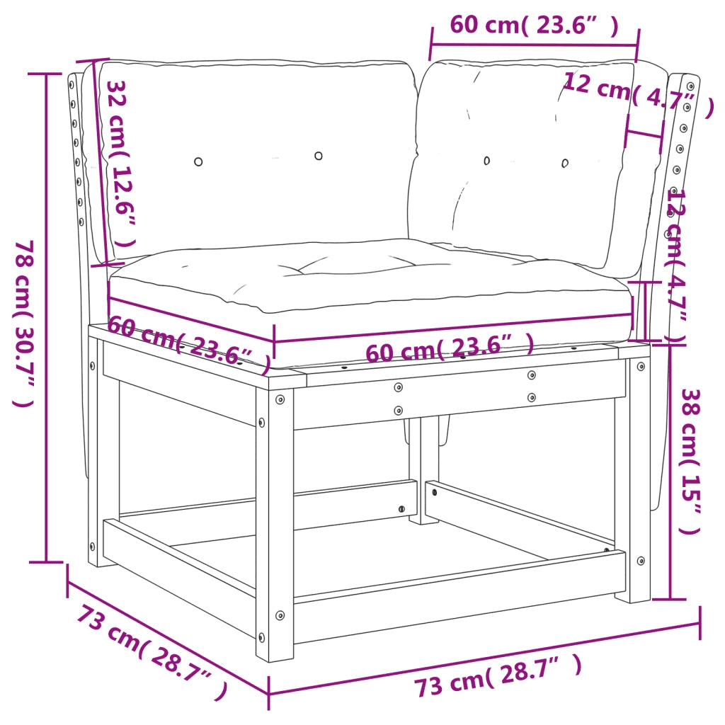 Divano Angolo Giardino Cuscini 73x73x78 Legno Massello Douglas 844687