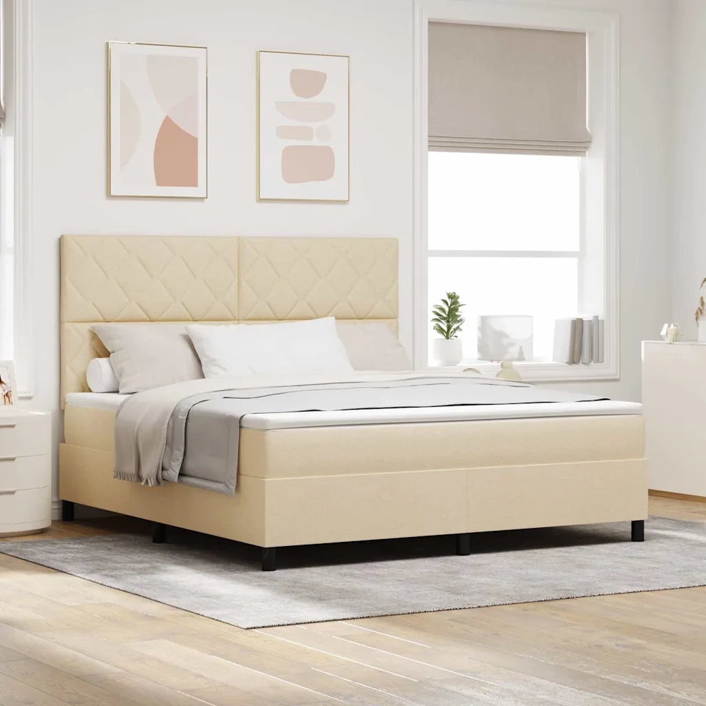 Letto a molle con testiera Crema 180 x 200 cm Tessuto 3339488