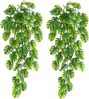 Due pezzi di piante artificiali appese con foglie di Monstera verdi chiaro - 70cm di lunghezza - garland di edera finta per decorazione di mura di giardino e decorazione di cesti appesi per matrimoni
