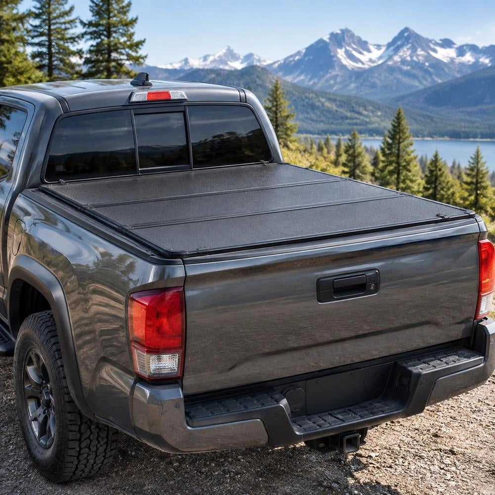 Tri-folding Tonneau Cover, Compatible With 2016-2023 Toyota Tacoma, 5' (60.5") Tonneau Bed, Fits Only 5.0' X 4.6' (60.5" X 55.0") Interior Tonneau Bed, 400 Lbs Load Capacity, LED Light