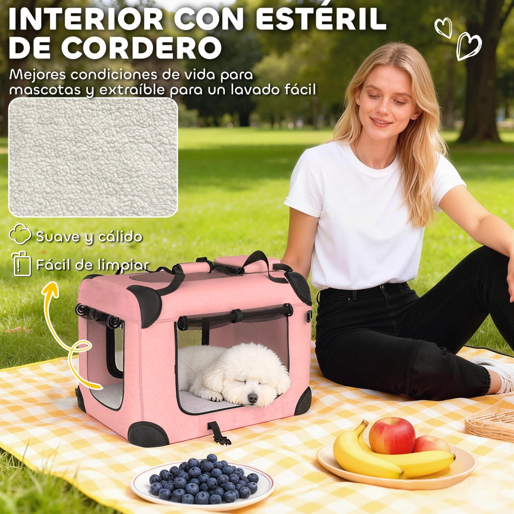 Trasportino per Cani e Gatti Pieghevole ¨C Minimal ¨C 60x41,5x41 cm Rosa