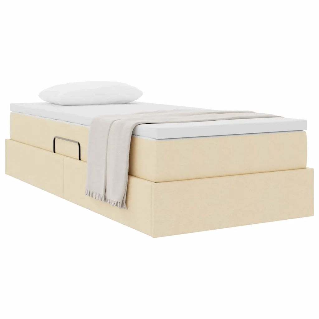 Letto con contenitore e materasso Crema 90 x 200 cm Poliestere
