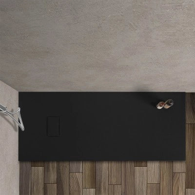 Piatto doccia 80x150 in resina nero effetto pietra riducibile Agorà